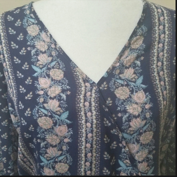 Blue and Pink Boho Floral Blouse - Picture 8 of 9